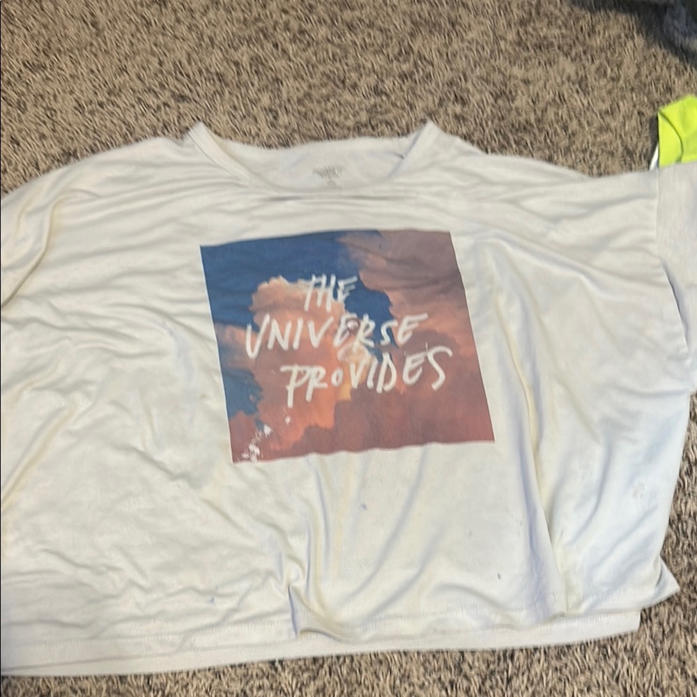 White Graphic T-Shirt with Universe Print